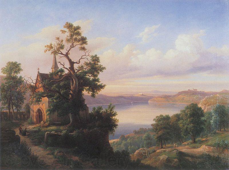 unknow artist Landscape with a lake and a gothic church.